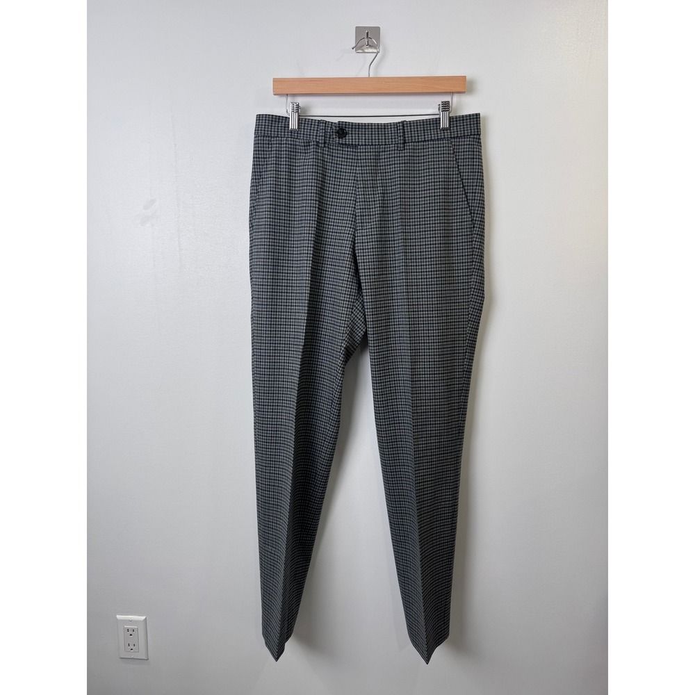 Todd Snyder Men Grey Micro Check Wool Blend Tailored Trousers Size 31
